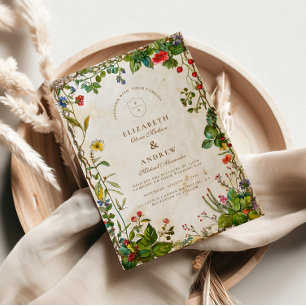 Vintage Forest Berry Wedding Invitation
