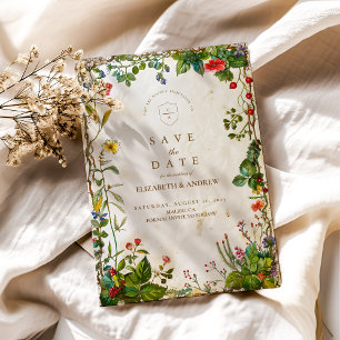 Vintage Forest Berry Wedding Save The Date