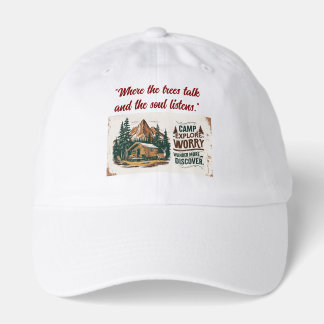 Vintage Forest Cabin Hat – Camp Explore Wander Emb