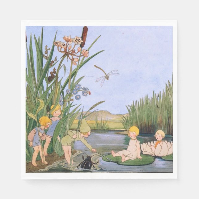 Vintage Forest Children Freddie Langeler   Napkins (Front)