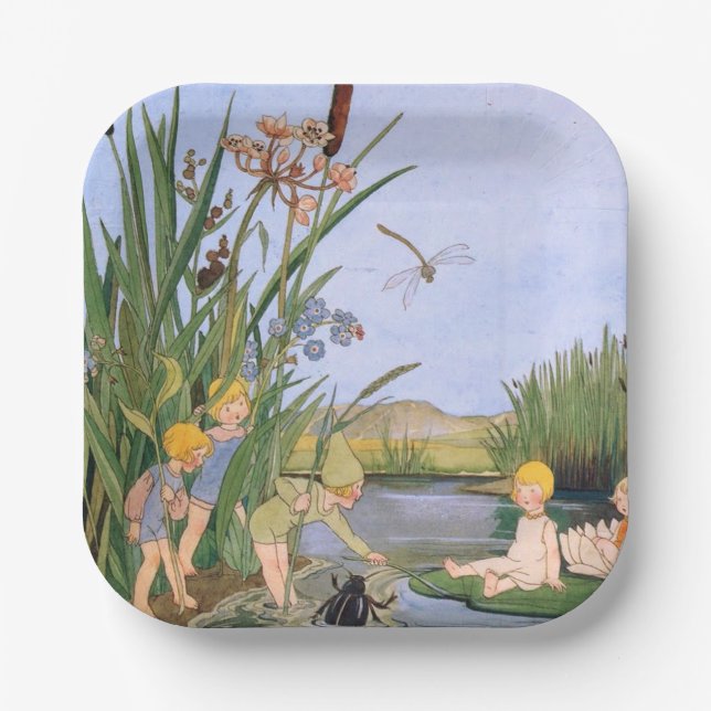 Vintage Forest Children Freddie Langeler Paper Plates (Front)