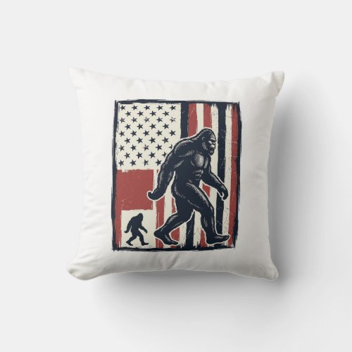 Vintage Forest Creature Flag Vector Shirt Design_1 Throw Pillow
