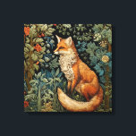 Vintage Forest Fox William Morris Inspired Botany Canvas Print<br><div class="desc">This exquisite canvas print features a whimsical design that brings a delightful fox amidst a lush forest to life,  surrounded by intricate botanical leaves and delicate art nouveau-style florals.</div>
