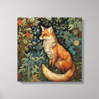 Vintage Forest Fox William Morris Inspired Botany