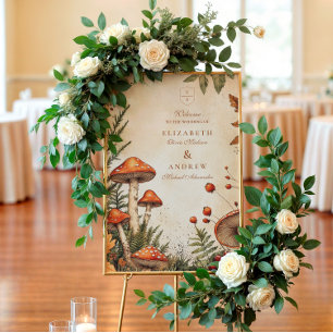 Vintage Forest Fungi Wedding Foam Board