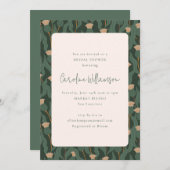 Vintage Forest Green Blush Floral Bridal Shower Invitation (Front/Back)