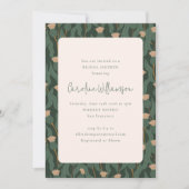 Vintage Forest Green Blush Floral Bridal Shower Invitation (Front)