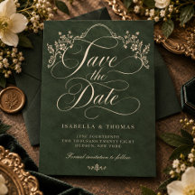 Vintage Forest Green Ornate Floral Wedding