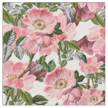Vintage forest green pink coral bohemian floral fabric