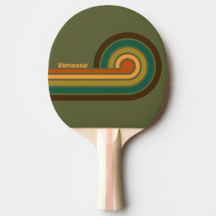 Vintage Forest Marsh Stripes with Name Ping Pong Paddle