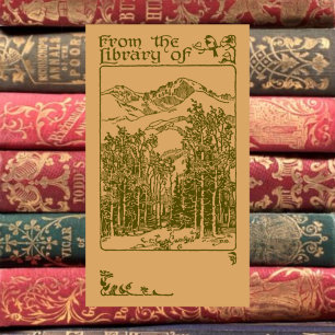 Vintage Forest Mountain Bookplate Sticker