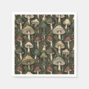  Vintage Forest Mushrooms Moody Cottagecore  Napkins