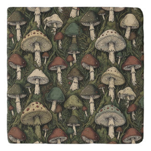 Vintage Forest Mushrooms Moody Cottagecore Trivet