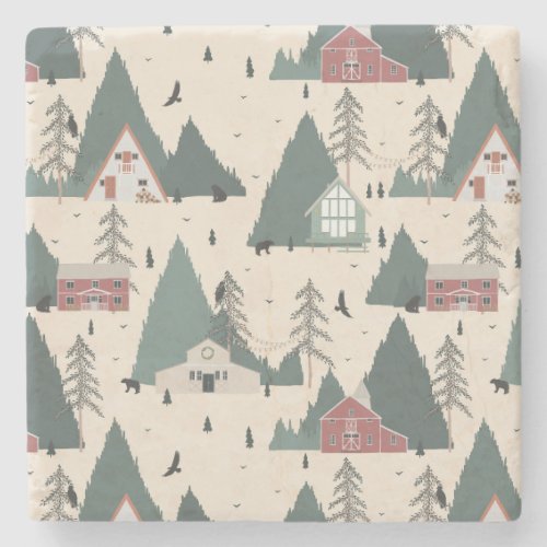 Vintage Forest Winter Stone Coaster