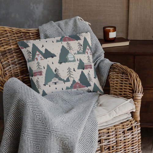 Vintage Forest Winter Throw Pillow