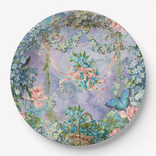 Vintage Forget Me Not May Paper Plates