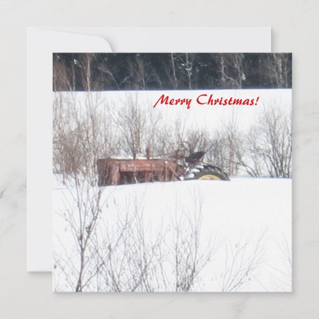 Vintage Forgotten Tractor Christmas Card (Front)