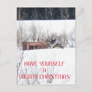 Vintage Forgotten Tractor Christmas Card