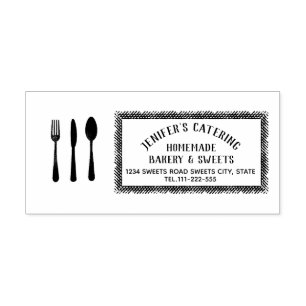 Vintage fork knife spoon catering chef bakery self-inking stamp