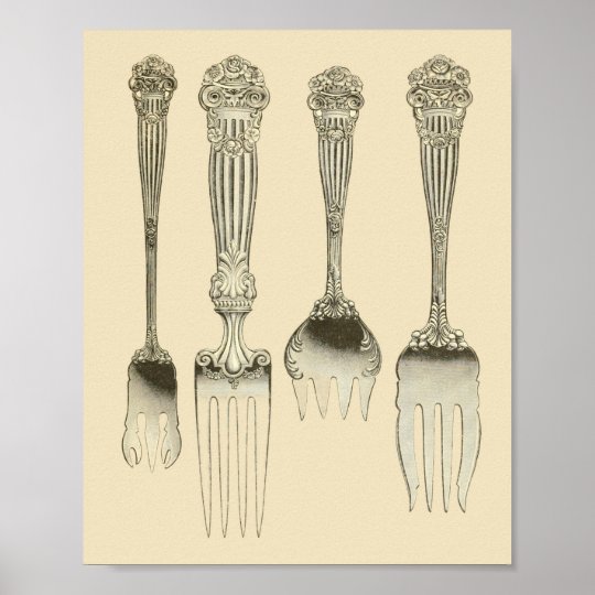 Vintage Fork Silverware Kitchen Print