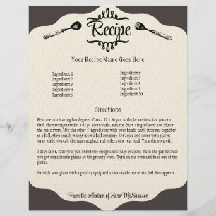 vintage fork spoon cooking food recipe menu paper