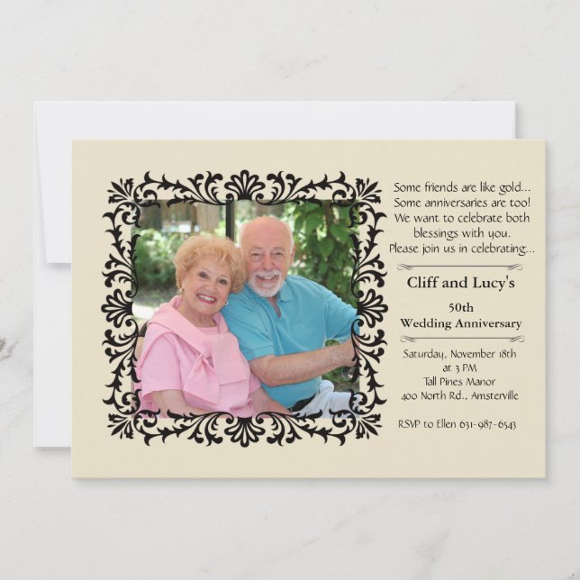 Vintage Formal Floral Photo Invitation (Front)