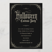 Vintage Formal Halloween Costume Party Invitations