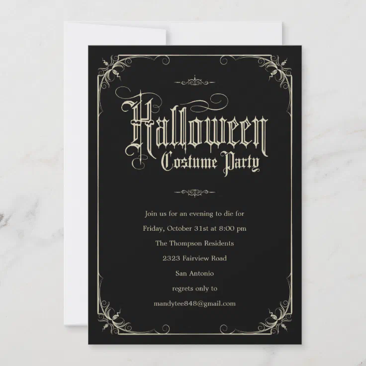 Vintage Formal Halloween Costume Party Invitations | Zazzle