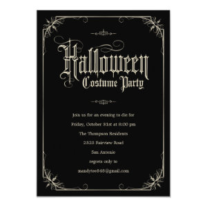 Vintage Formal Halloween Costume Party Invitations