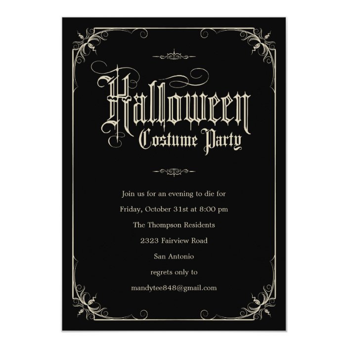 Vintage Formal Halloween Costume Party Invitations Zazzle Com