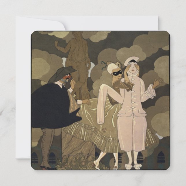 Vintage Formal Masquerade Costume Party Invitation (Back)