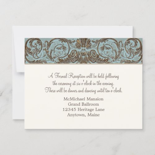 Vintage Formal Reception French Gold Lace Baroque Invitation