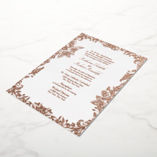 Vintage Formal Wedding Both Parents Rose Gold Foil Invitation