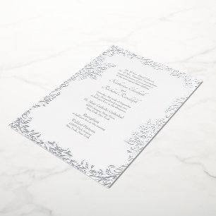Vintage Formal Wedding Both Parents Silver Foil Invitation