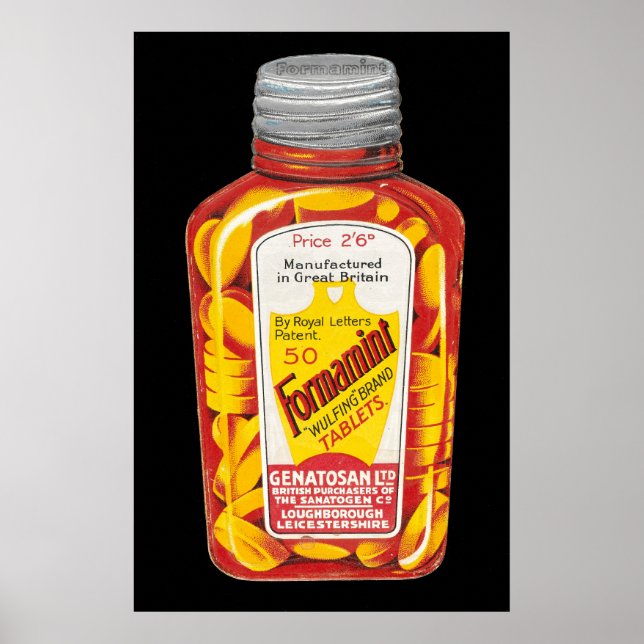 Vintage Formamint Medical Tablets Advertisement Poster (Front)