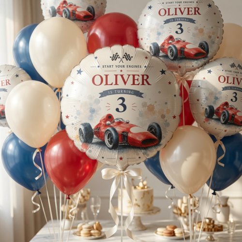 Vintage Formula Race Car Personalized Birthday Balloon