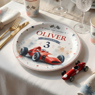 Vintage Formula Race Car Personalized Paper Plates