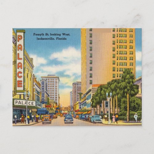Vintage Forsyth St Jacksonville Florida Postcard
