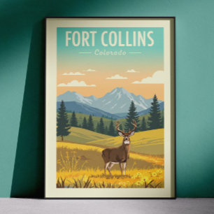 Vintage Fort Collins Colorado Poster