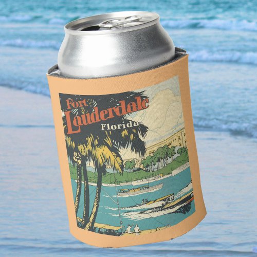Vintage Fort Lauderdale Florida Scene Can Cooler