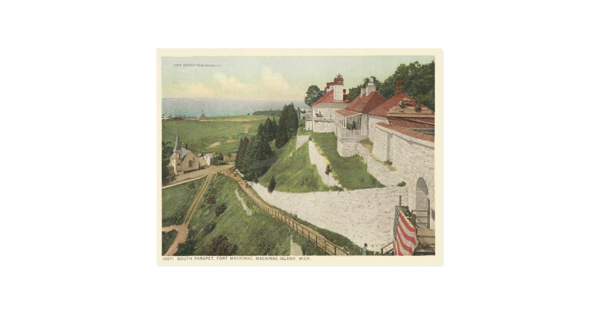 Vintage Fort Mackinac Mackinac Island Michigan Postcard