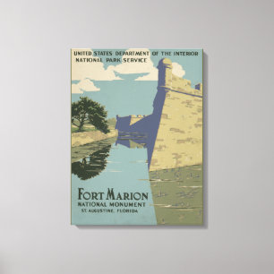 Vintage Fort Marion Florida America Travel Poster Canvas Print