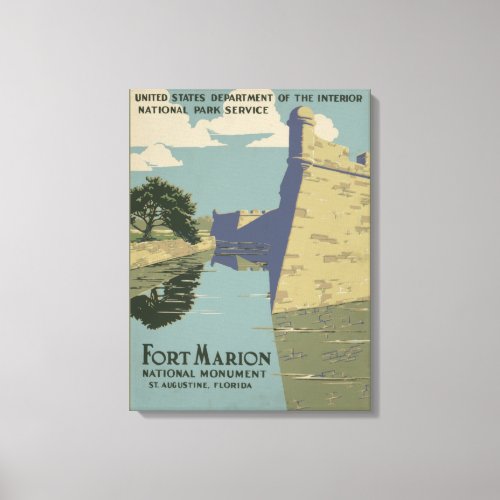 Vintage Fort Marion Florida America Travel Poster Canvas Print