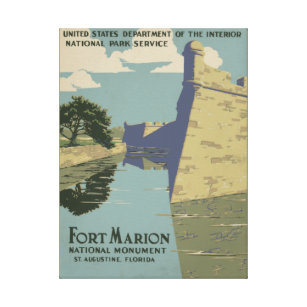 Vintage Fort Marion Florida America Travel Poster Canvas Print