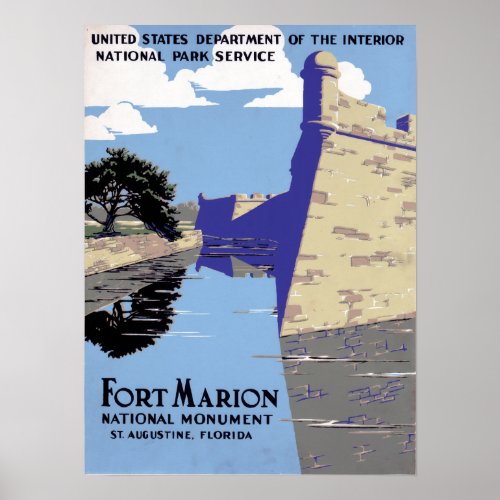 Vintage Fort Marion National Monument St Augustine Poster