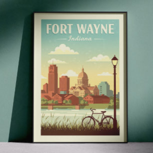 Vintage Fort Wayne Indiana Poster