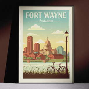 Vintage Fort Wayne Indiana Poster