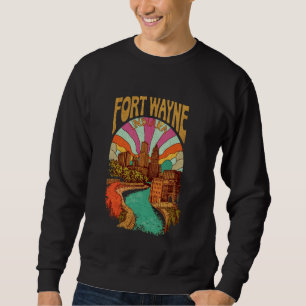 Vintage Fort Wayne Indiana Sunset Skyline Cityscap Sweatshirt