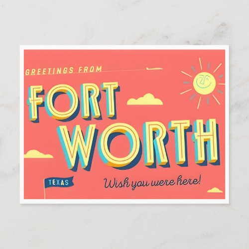 Vintage Fort Worth Texas Greetings from  Postcard