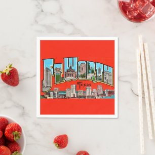 Vintage Fort Worth TX Postcard Napkins
